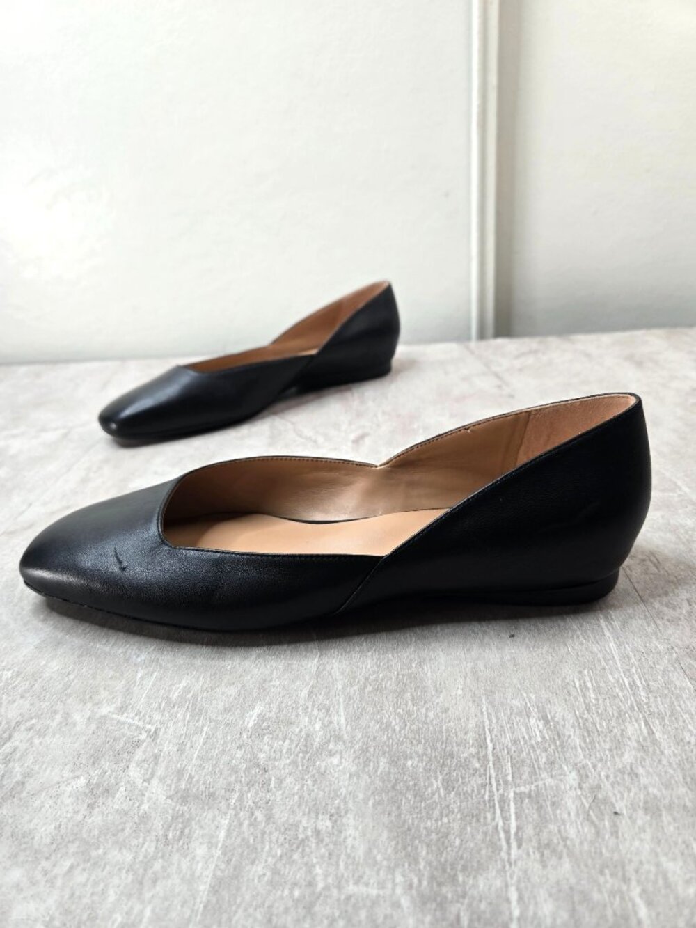 Naturalizer Square Toe D'orsay Ballet Flats 8.5 Wide Black Leather  Comfort Shoe